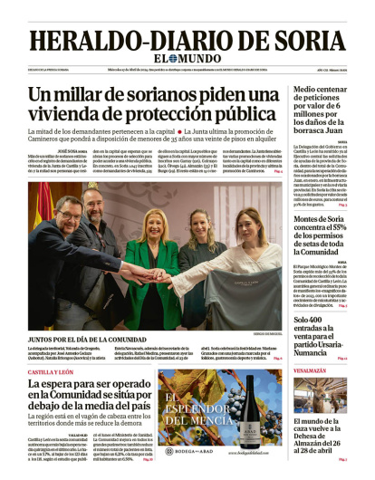 Portada de Heraldo Diario de Soria del 17 de abril de 2024