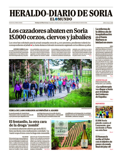 Portada de Heraldo-Diario de Soria de 19 de mayo de 2024.