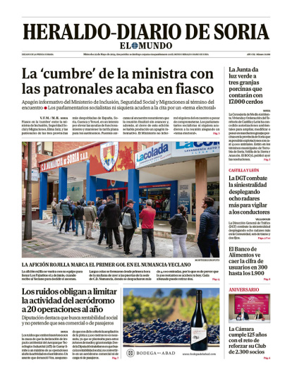 Portada de Heraldo-Diario de Soria de 22 de mayo de 2024.