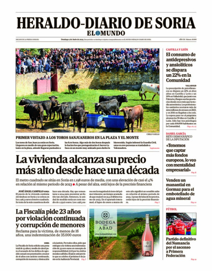 Portada de Heraldo-Diario de Soria de 2 de junio de 2024.