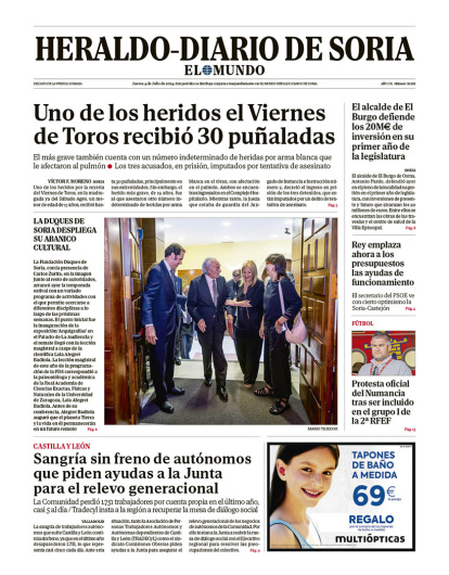 Portada de Heraldo-Diario de Soria de 4 de julio de 2024.