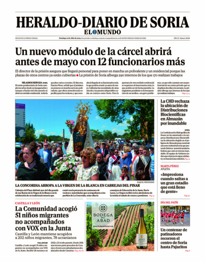 Portada de Heraldo Diario de Soria del 21 de julio de 2024.