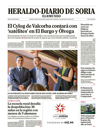 Portada de Heraldo Diario de Soria del 24 de julio de 2024.