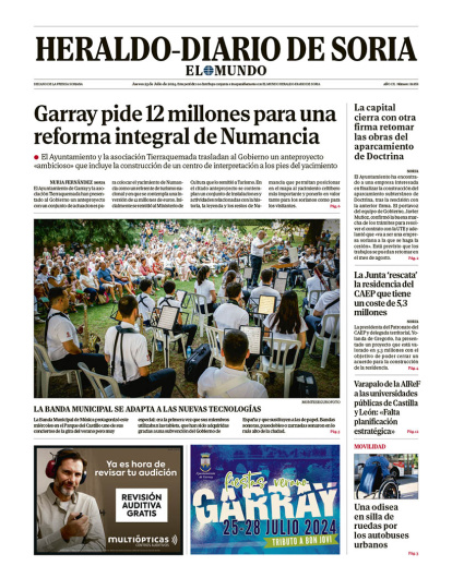 Portada de Heraldo Diario de Soria del 24 de julio de 2024.