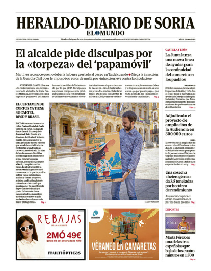 Portada de Heraldo Diario de Soria del 10 de agosto de 2024.