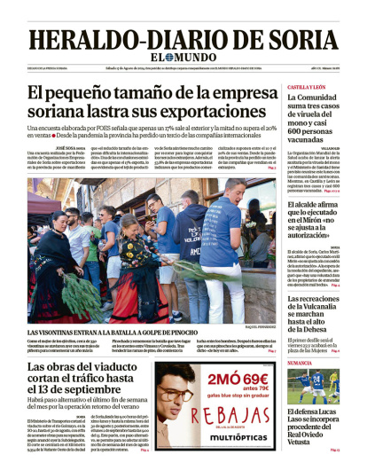 Portada de Heraldo-Diario de Soria de 19 de agosto de 2024.