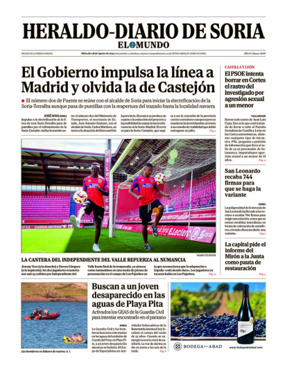 Portada de Heraldo-Diario de Soria de 28 de agosto de 2024.
