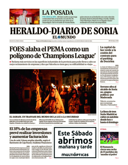 Portada de Heraldo Diario de Soria del 1 de noviembre de 2024