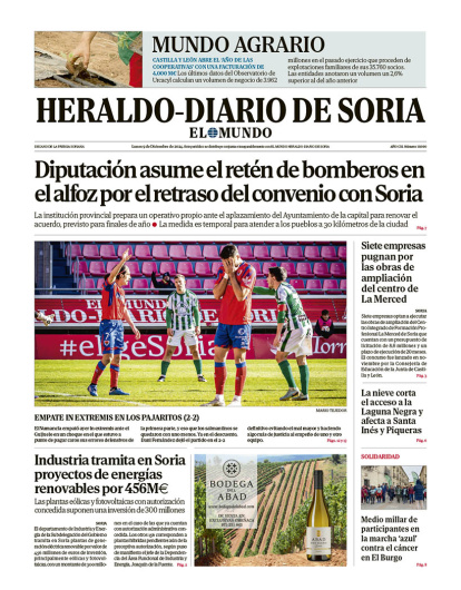 Portada de Heraldo Diario de Soria del 9 de diciembre de 2024.