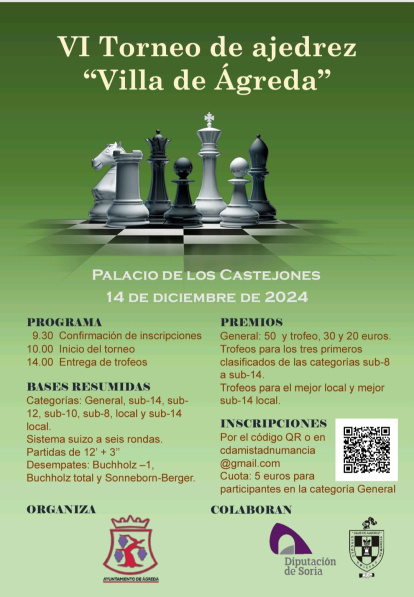Cartel de la prueba de ajedrez que se celebra en Ágreda.
