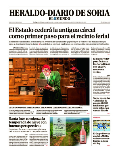 Portada de Heraldo Diario de Soria del 15 de diciembre de 2024