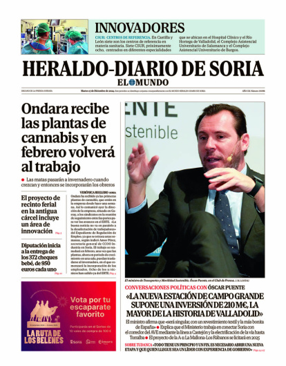 Portada de Heraldo Diario de Soria del 17 de diciembre de 2024.