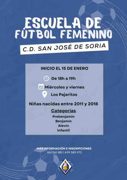 Cartel de la Escuela de Fútbol Femenina del San José.