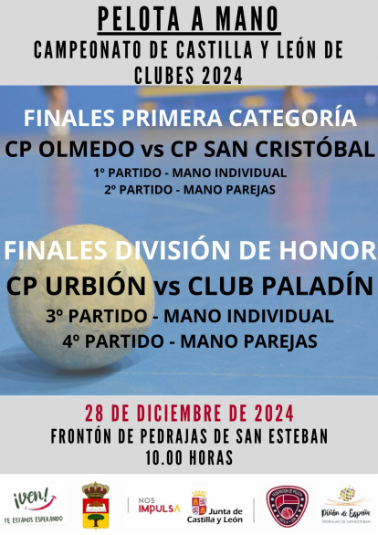 Cartel del los campeonatos regionales de clubes que hay en Pedrajas de San Esteban.