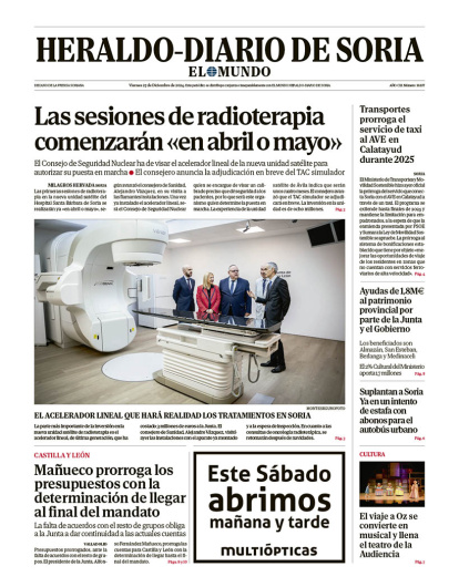 Portada de Heraldo-Diario de Soria de 27 de diciembre de 2024