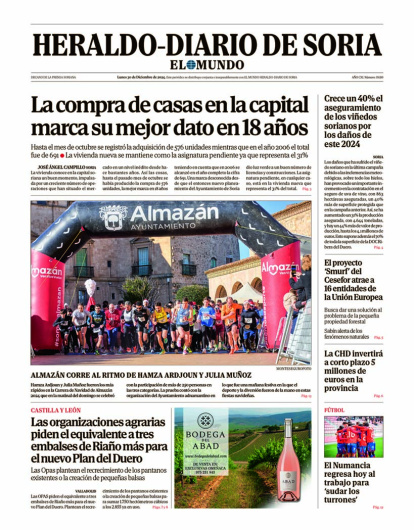 Portada de Heraldo-Diario de Soria de 30 de diciembre de 2024