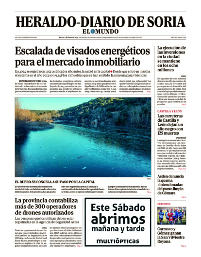 Portada de Heraldo Diario de Soria del 2 de enero de 2025.