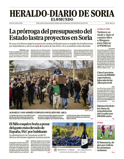 Portada de Heraldo-Diario de Soria de 7 de enero de 2025.