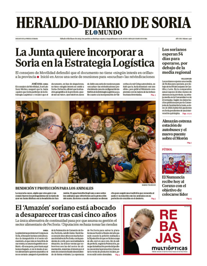 Portada de Heraldo-Diario de Soria de 18 de enero de 2025.