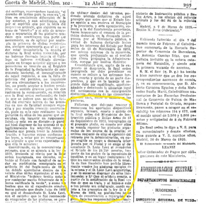 Detalle de la sentencia publicada en la Gaceta de Madrid.