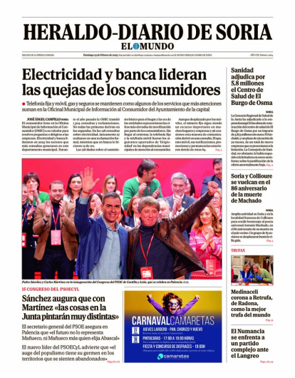 Portada de Heraldo Diario de Soria del 23 de febrero de 2025