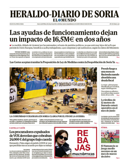 Portada de Heraldo Diario de Soria del 27 de febrero de 2025.