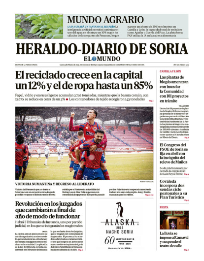 Portada de Heraldo Diario de Soria del 3 de marzo de 2025.