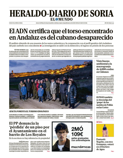 Portada de Heraldo Diario de Soria del 6 de marzo de 2025.