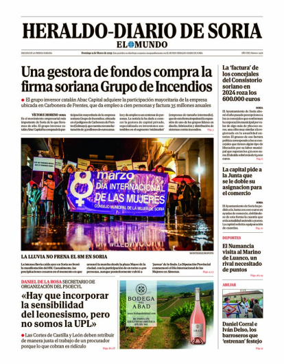 Portada de Heraldo Diario de Soria del 9 de marzo de 2025