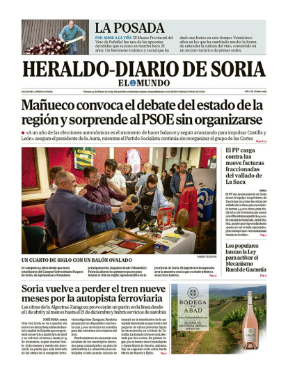 Portada de Heraldo Diario de Soria del 14 de marzo de 2025.
