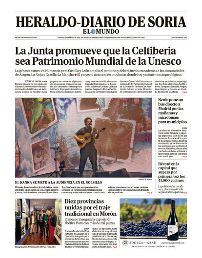 Portada de Heraldo Diario de Soria del 30 de marzo de 2025.