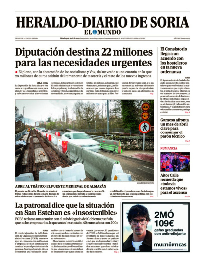 Consulta la portada de Heraldo-Diario de Soria del sábado 5 de abril de 2025.