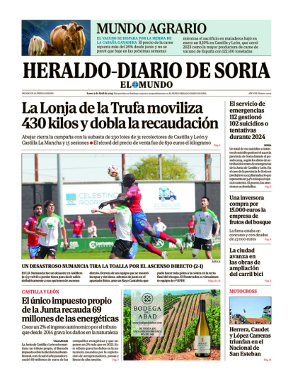 Portada de Heraldo Diario de Soria del 7 de abril de 2025