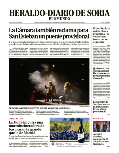 Portada de Heraldo Diario de Soria del 9 de abril de 2025.