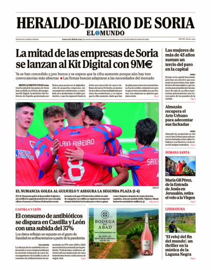 Portada de Heraldo Diario de Soria del 21 de abril de 2025