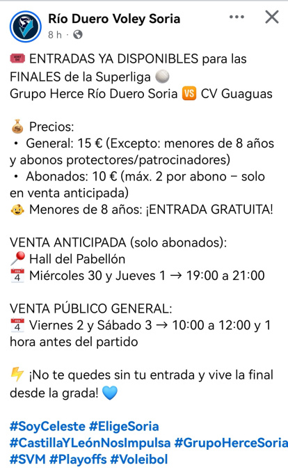Horarios y precio de venta de las entradas para las finales de Superliga.