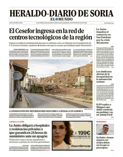 Portada de Heraldo Diario de Soria de 1 de mayo de 2025