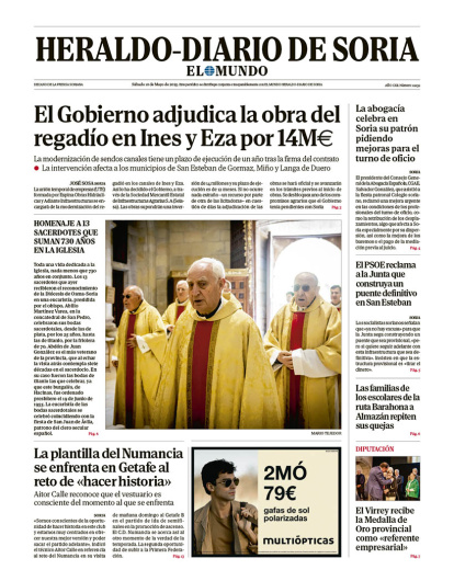 Portada de Heraldo Diario de Soria del 10 de mayo de 2025.