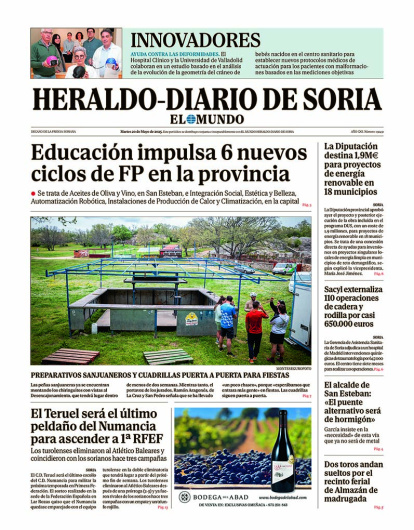 Portada de Heraldo Diario de Soria del 20 de mayo de 2025.