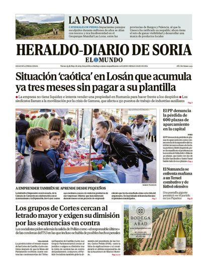 Portada de Heraldo Diario de Soria del 23 de mayo de 2025.