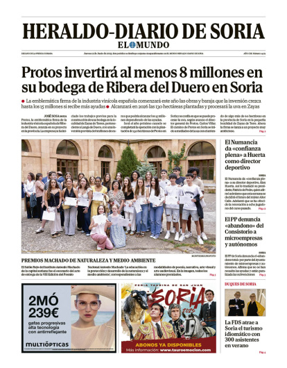 Portada de Heraldo Diario de Soria del 12 de junio de 2025