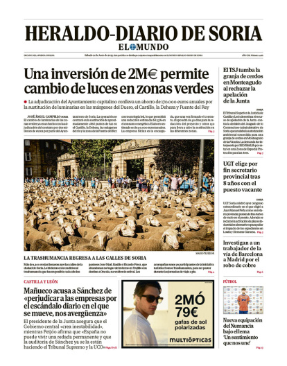 Portada de Heraldo Diario de Soria del 21 de junio de 2025.