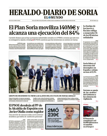 Portada de Heraldo Diario de Soria del 3 de julio de 2025
