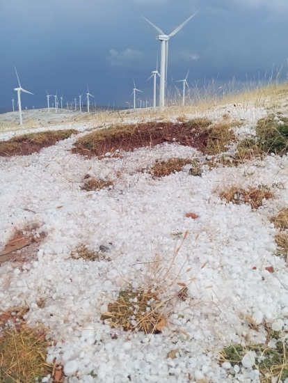 Paraje cubierto por el granizo.