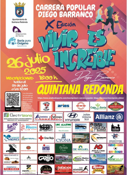 Cartel de la X Carrera Diego Barranco que se celebra el día 26 en Quintana Redonda.