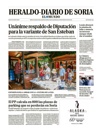 Portada de Heraldo-Diario de Soria de 2 de agosto de 2025