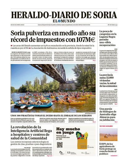 Portada de Heraldo-Diario de Soria de 4 de agosto de 2025.