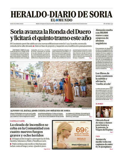 Portada de Heraldo-Diario de Soria de 16 de agosto de 2025.