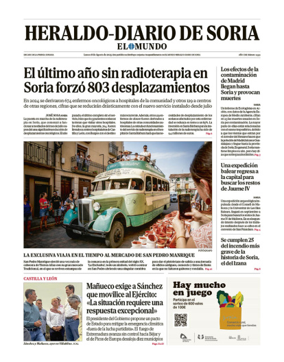 Portada de Heraldo-Diario de Soria de 18 de agosto de 2025.