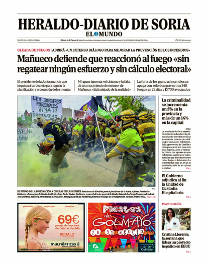 Portada de Heraldo-Diario de Soria de 30 de agosto de 2025